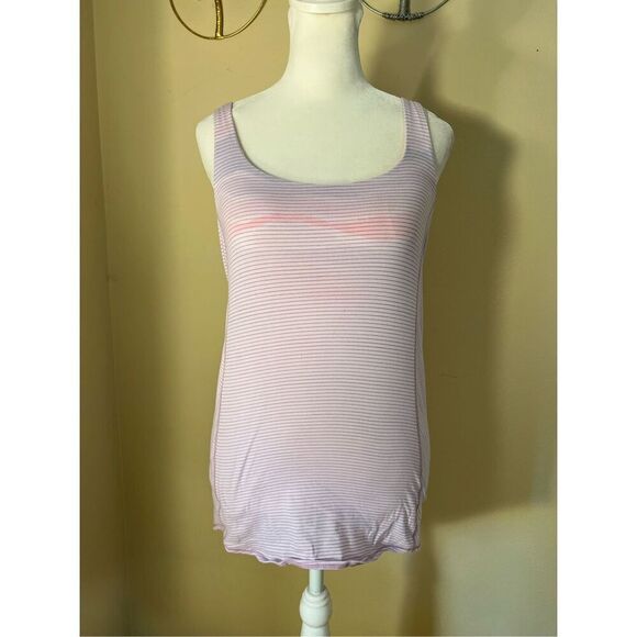 Lululemon Wild Tank Heathered Pretty Purple Bleacher Stripe White Iris Flower 4 - Picture 5 of 7